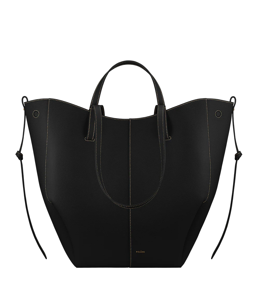 Cyme Tote - Nero Granulata Cuciture Écru